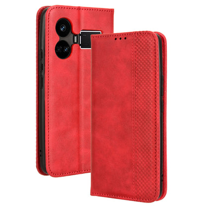 For Realme GT5 5G Retro PU Leather Wallet Case Folding Stand Drop-proof Phone Cover
