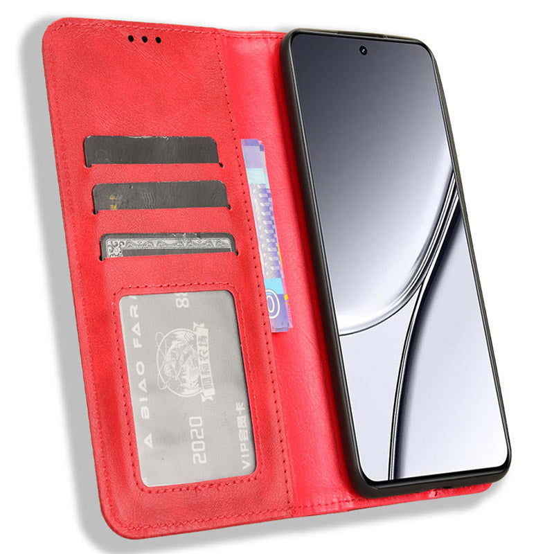 For Realme GT5 5G Retro PU Leather Wallet Case Folding Stand Drop-proof Phone Cover