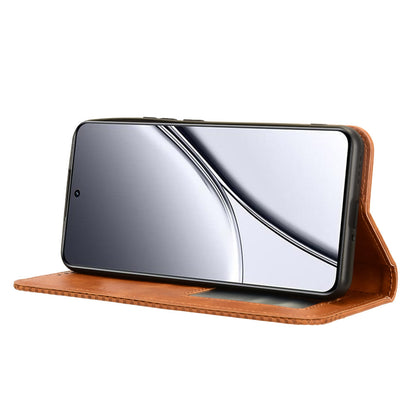 For Realme GT5 5G Retro PU Leather Wallet Case Folding Stand Drop-proof Phone Cover