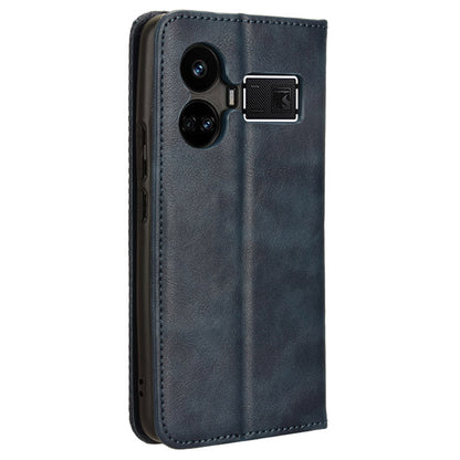 For Realme GT5 5G Retro PU Leather Wallet Case Folding Stand Drop-proof Phone Cover