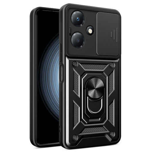 For Infinix Hot 30 Play Phone Case PC+TPU Kickstand Phone Cover with Slide Lens Protection
