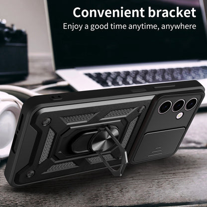 For Infinix Hot 30 Play Phone Case PC+TPU Kickstand Phone Cover with Slide Lens Protection