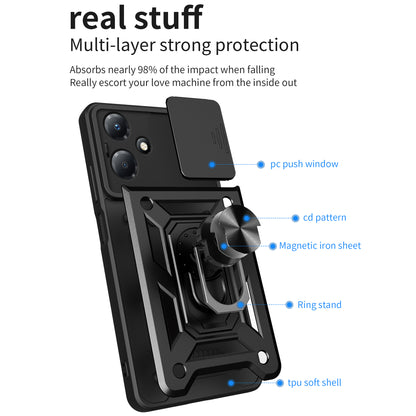 For Infinix Hot 30 Play Phone Case PC+TPU Kickstand Phone Cover with Slide Lens Protection