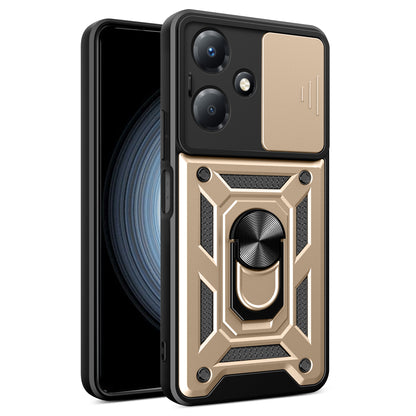 For Infinix Hot 30 Play Phone Case PC+TPU Kickstand Phone Cover with Slide Lens Protection