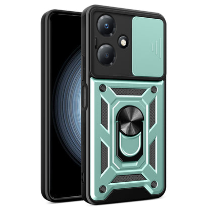 For Infinix Hot 30 Play Phone Case PC+TPU Kickstand Phone Cover with Slide Lens Protection
