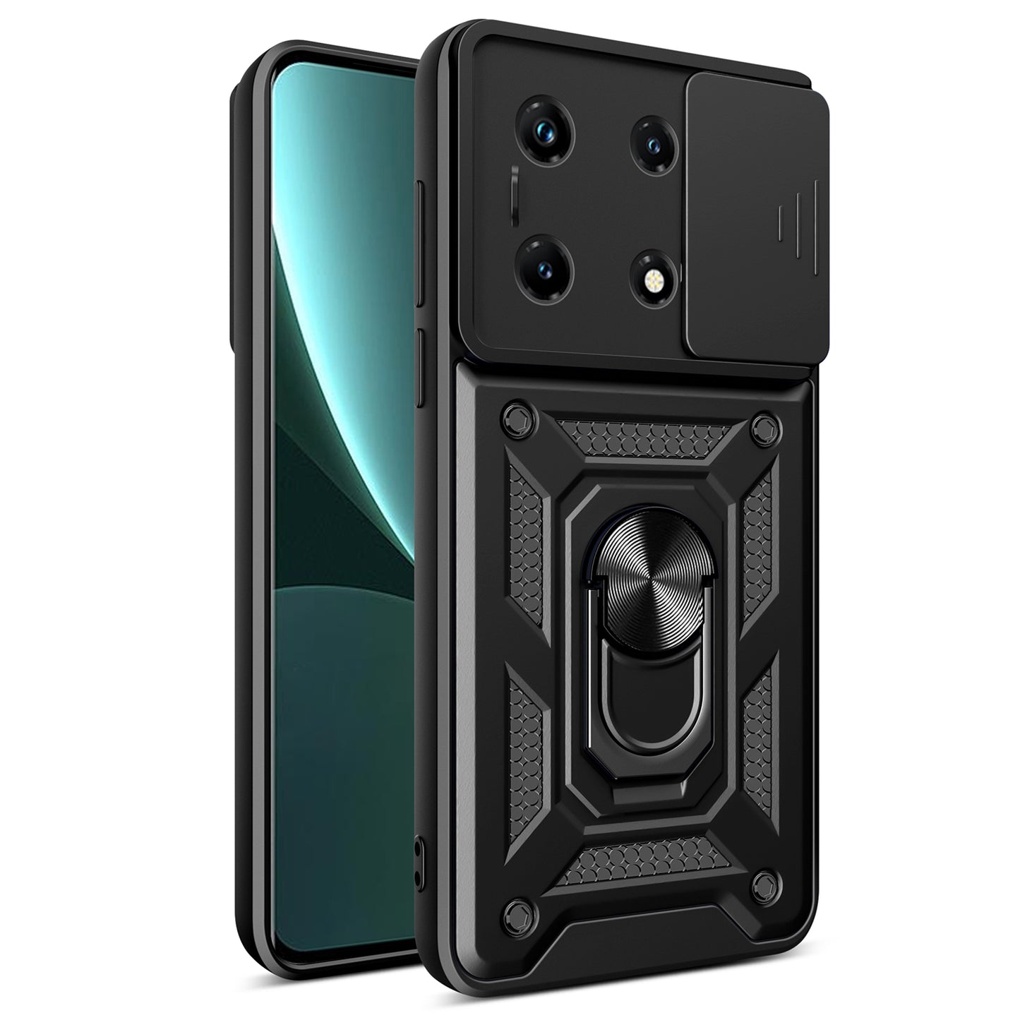 For Infinix Note 30 Pro 4G Slim-Fit PC+TPU Kickstand Anti-drop Cover Slide Lens Protection Phone Case