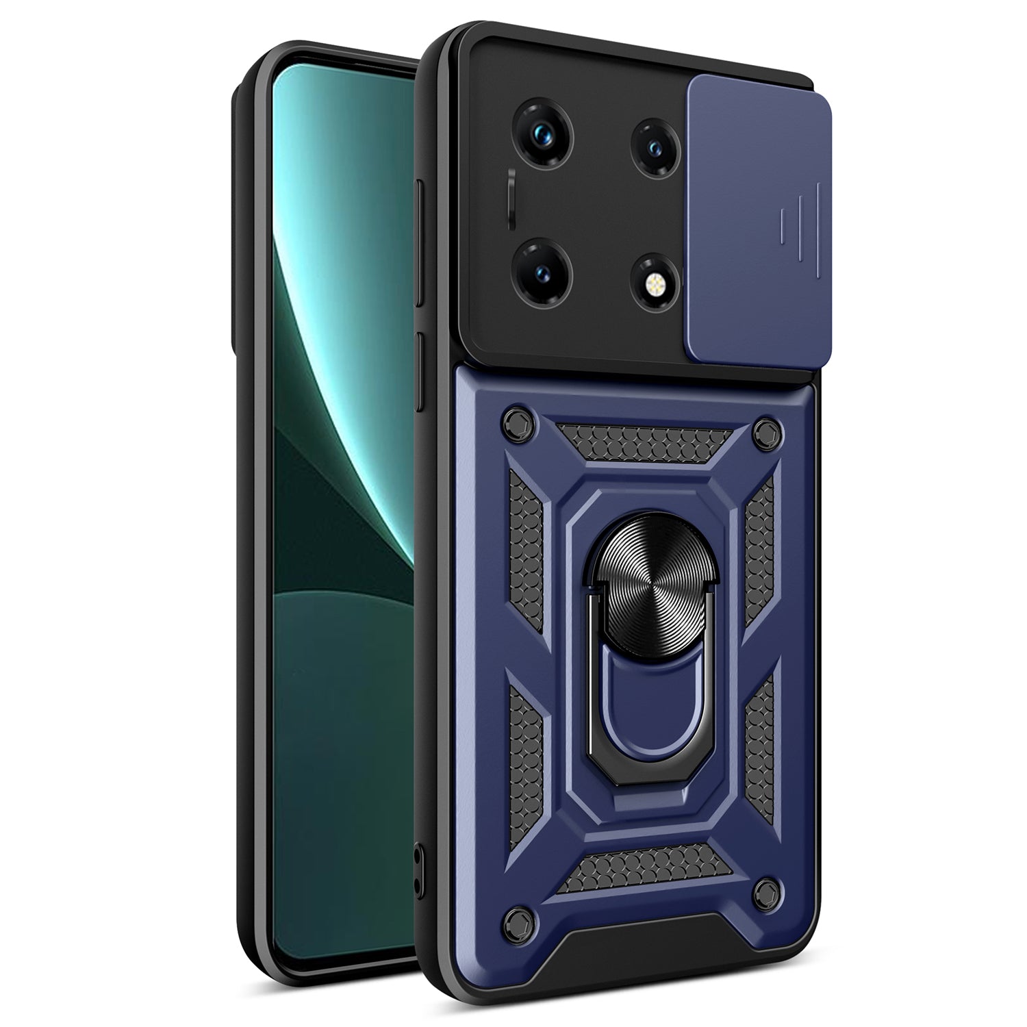 For Infinix Note 30 Pro 4G Slim-Fit PC+TPU Kickstand Anti-drop Cover Slide Lens Protection Phone Case
