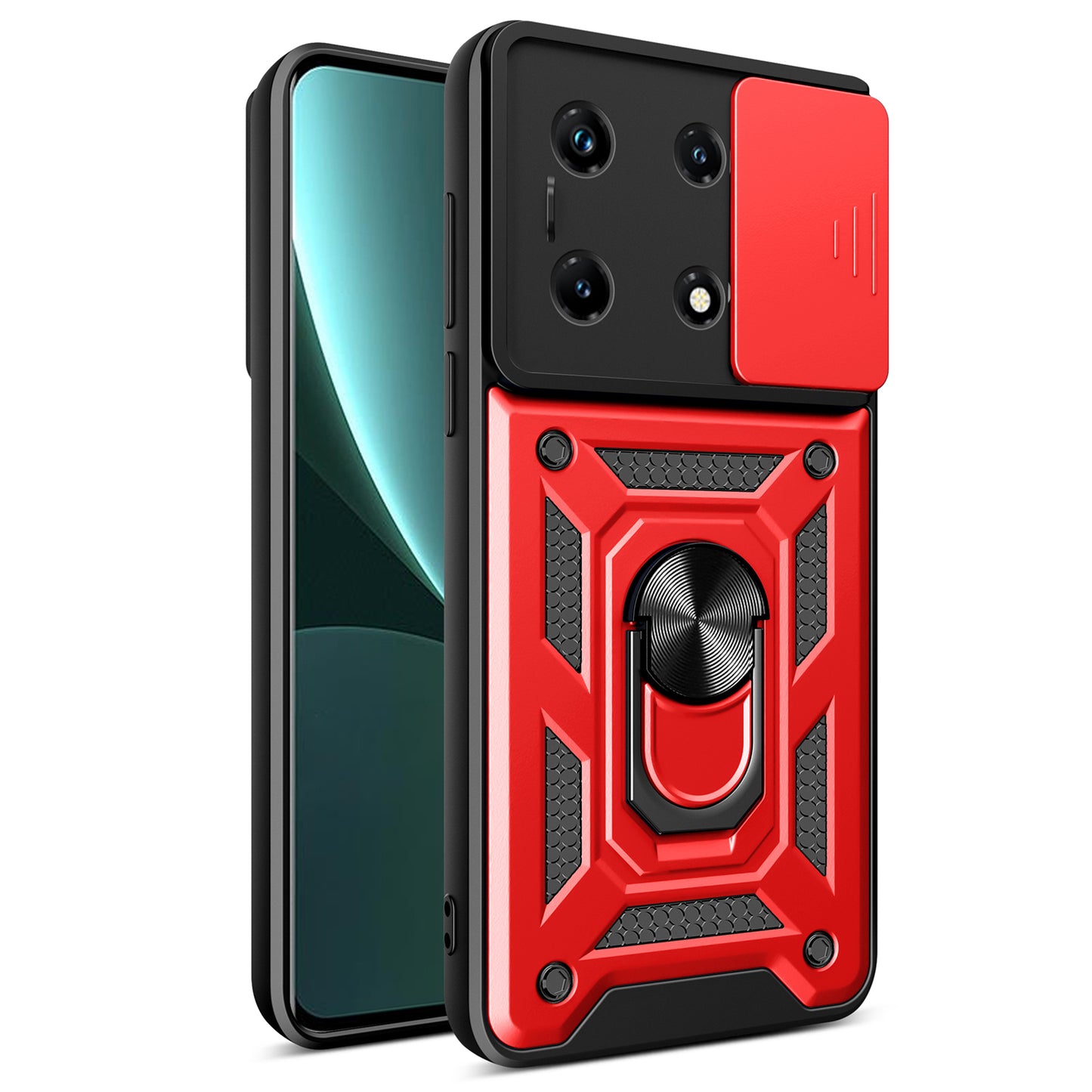 For Infinix Note 30 Pro 4G Slim-Fit PC+TPU Kickstand Anti-drop Cover Slide Lens Protection Phone Case