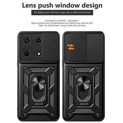 For Infinix Note 30 Pro 4G Slim-Fit PC+TPU Kickstand Anti-drop Cover Slide Lens Protection Phone Case