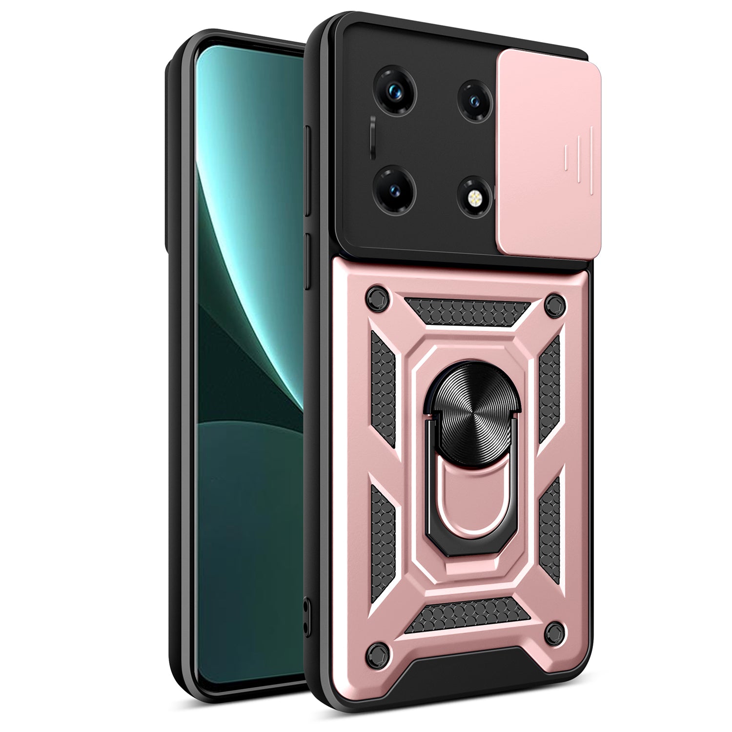 For Infinix Note 30 Pro 4G Slim-Fit PC+TPU Kickstand Anti-drop Cover Slide Lens Protection Phone Case