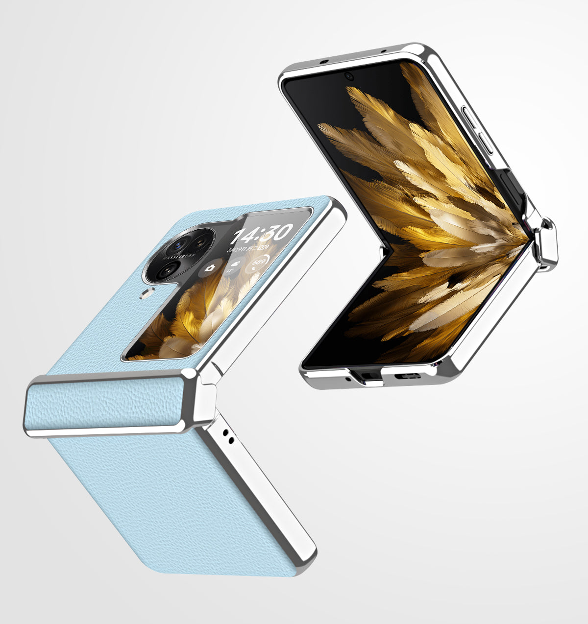 For Oppo Find N3 Flip 5G Hinge Design PU Leather Coated PC Case Electroplating Litchi Texture Phone Cover