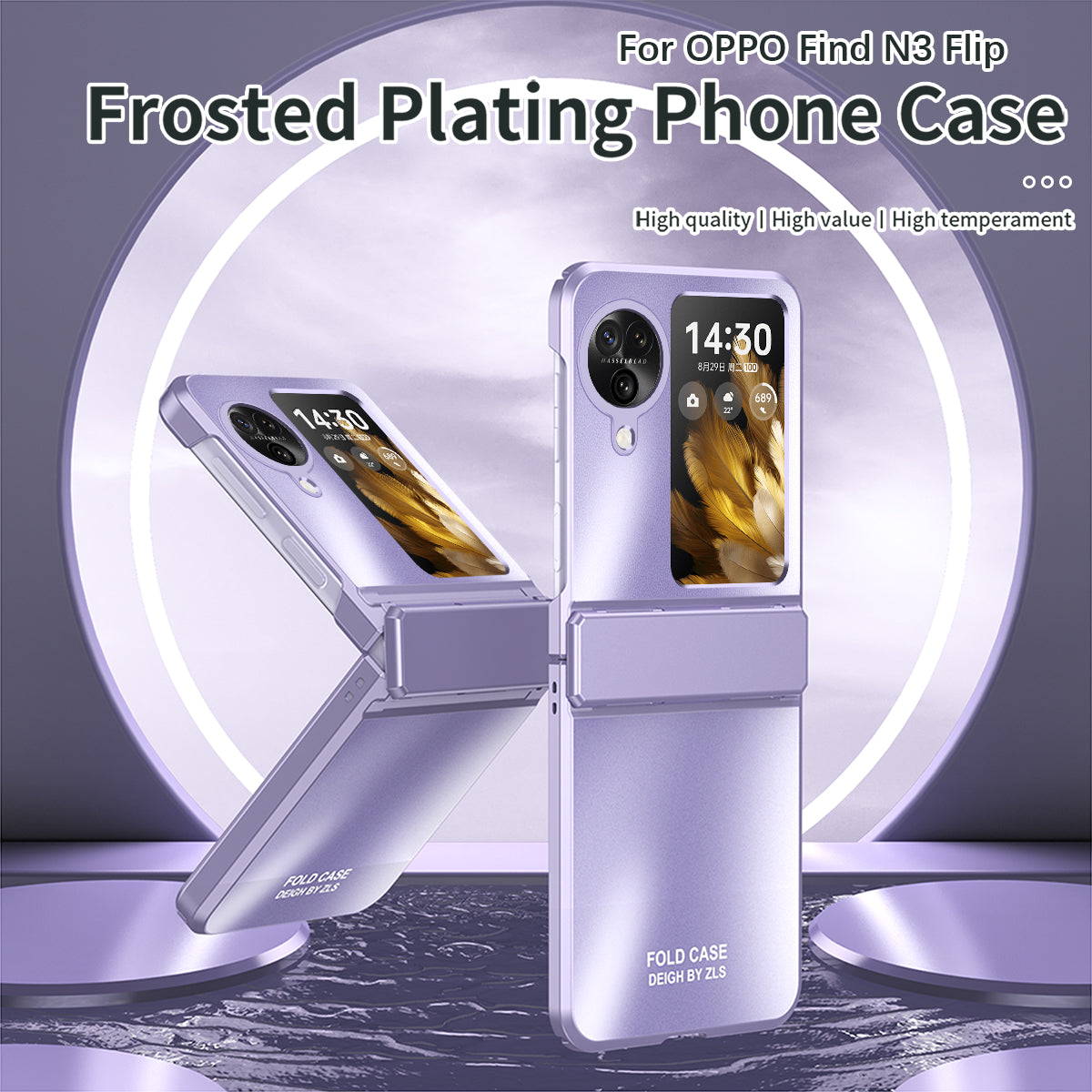 For Oppo Find N3 Flip 5G Hard PC Phone Case Hinge Design Frost Plating Cover Protector