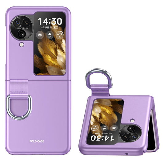 Anti-Drop Hard PC Phone Case for Oppo Find N3 Flip 5G Ring Finger Holder Shockproof Cover