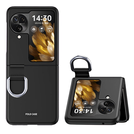 Anti-Drop Hard PC Phone Case for Oppo Find N3 Flip 5G Ring Finger Holder Shockproof Cover