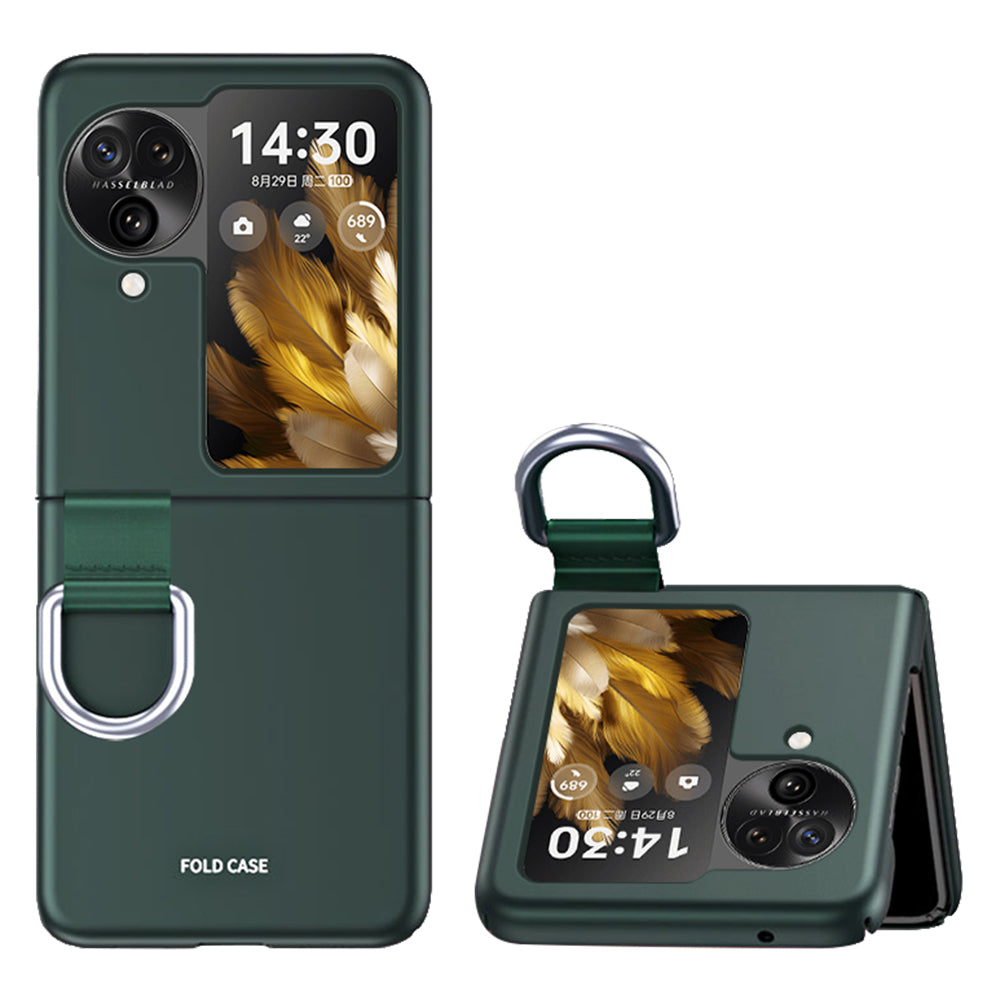 Anti-Drop Hard PC Phone Case for Oppo Find N3 Flip 5G Ring Finger Holder Shockproof Cover