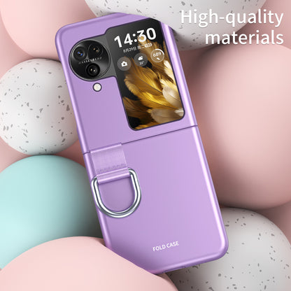 Anti-Drop Hard PC Phone Case for Oppo Find N3 Flip 5G Ring Finger Holder Shockproof Cover