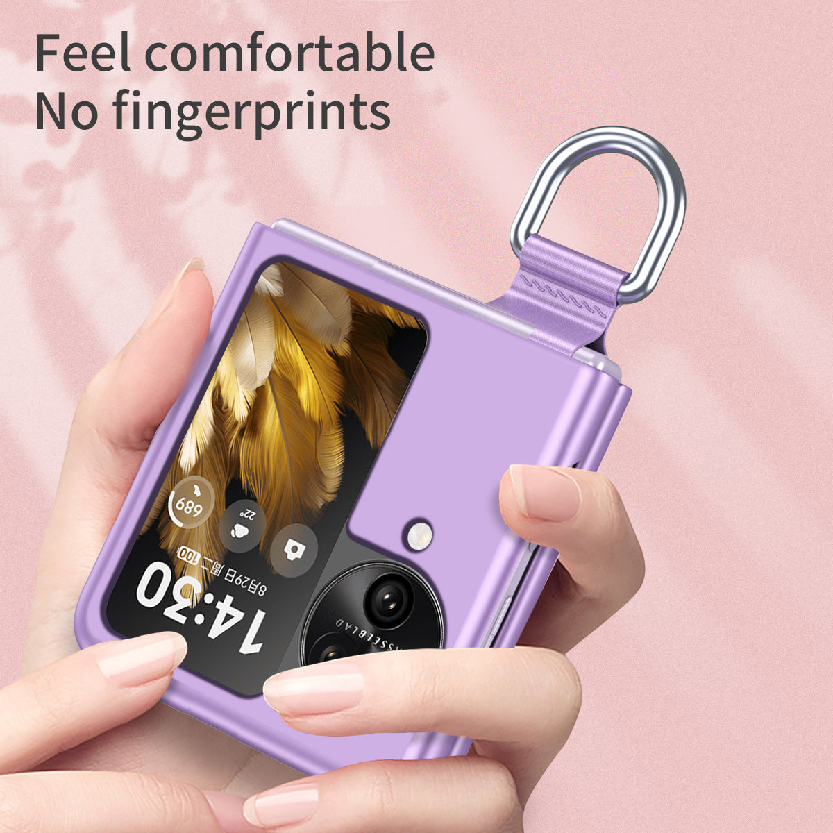 Anti-Drop Hard PC Phone Case for Oppo Find N3 Flip 5G Ring Finger Holder Shockproof Cover