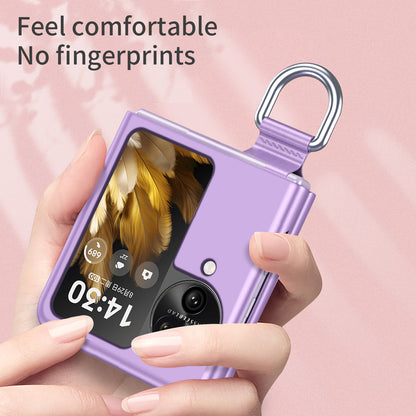 Anti-Drop Hard PC Phone Case for Oppo Find N3 Flip 5G Ring Finger Holder Shockproof Cover