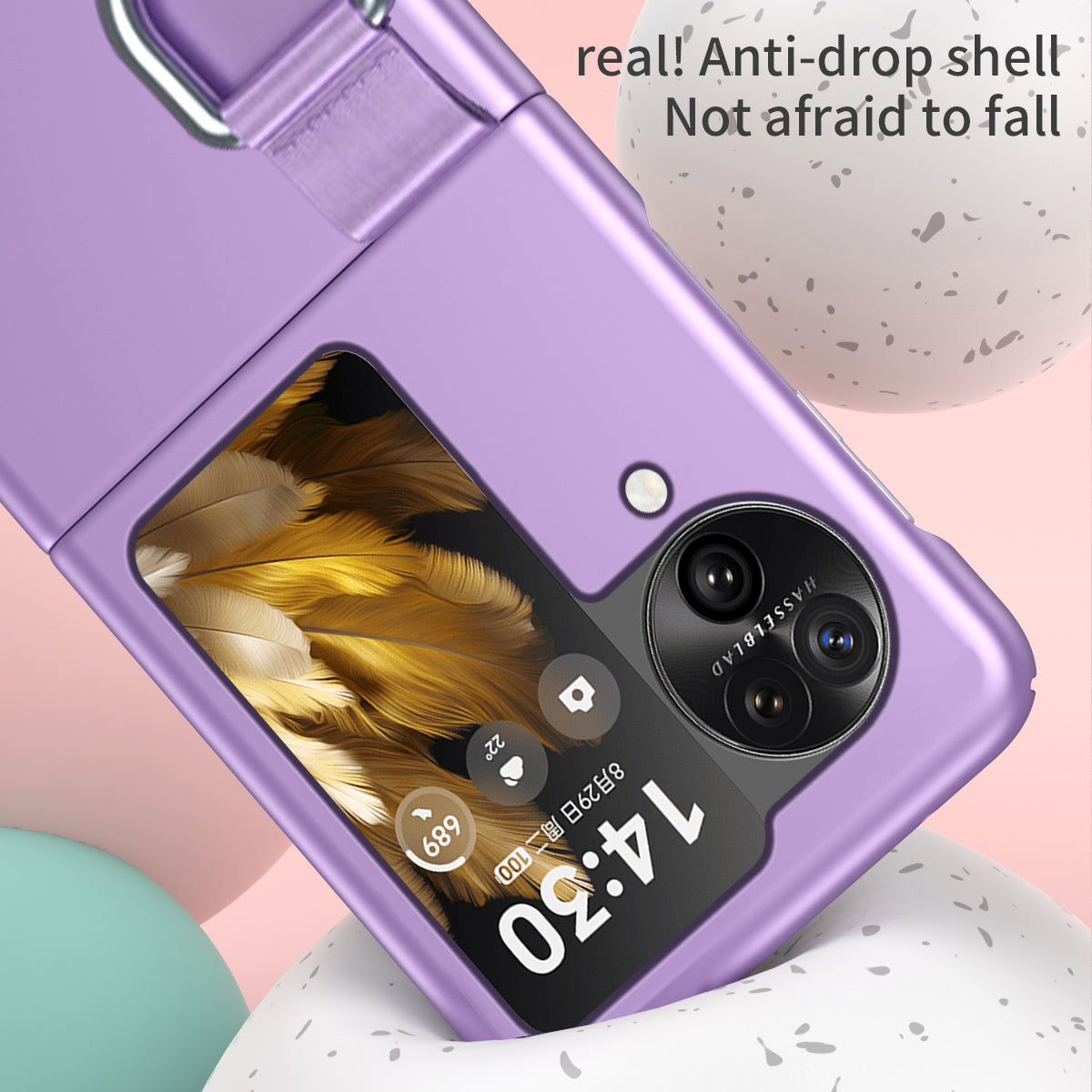 Anti-Drop Hard PC Phone Case for Oppo Find N3 Flip 5G Ring Finger Holder Shockproof Cover