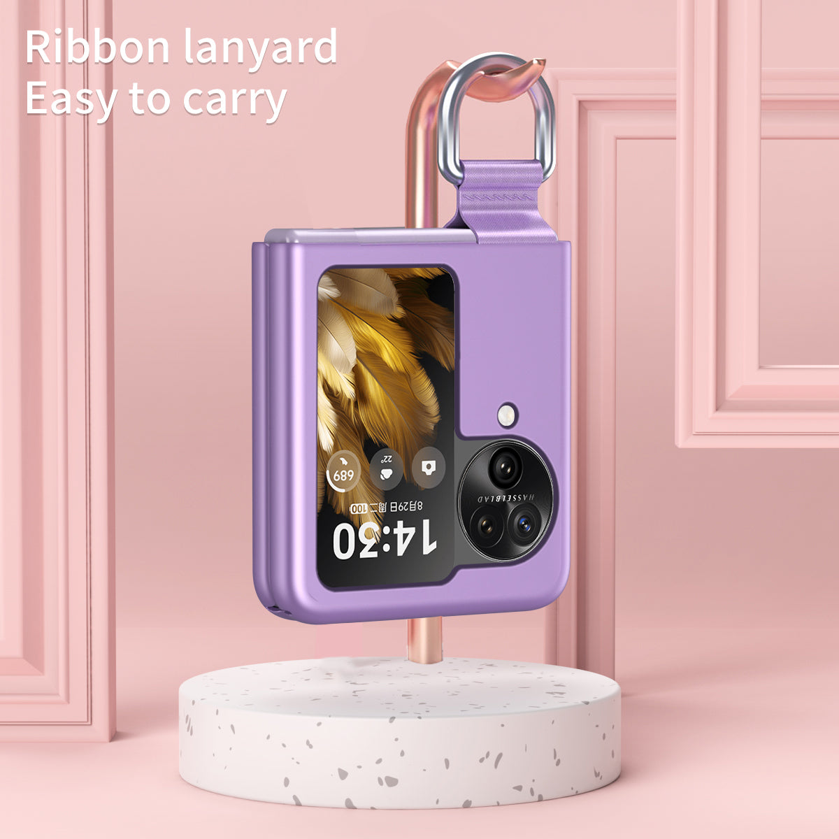 Anti-Drop Hard PC Phone Case for Oppo Find N3 Flip 5G Ring Finger Holder Shockproof Cover