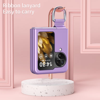 Anti-Drop Hard PC Phone Case for Oppo Find N3 Flip 5G Ring Finger Holder Shockproof Cover