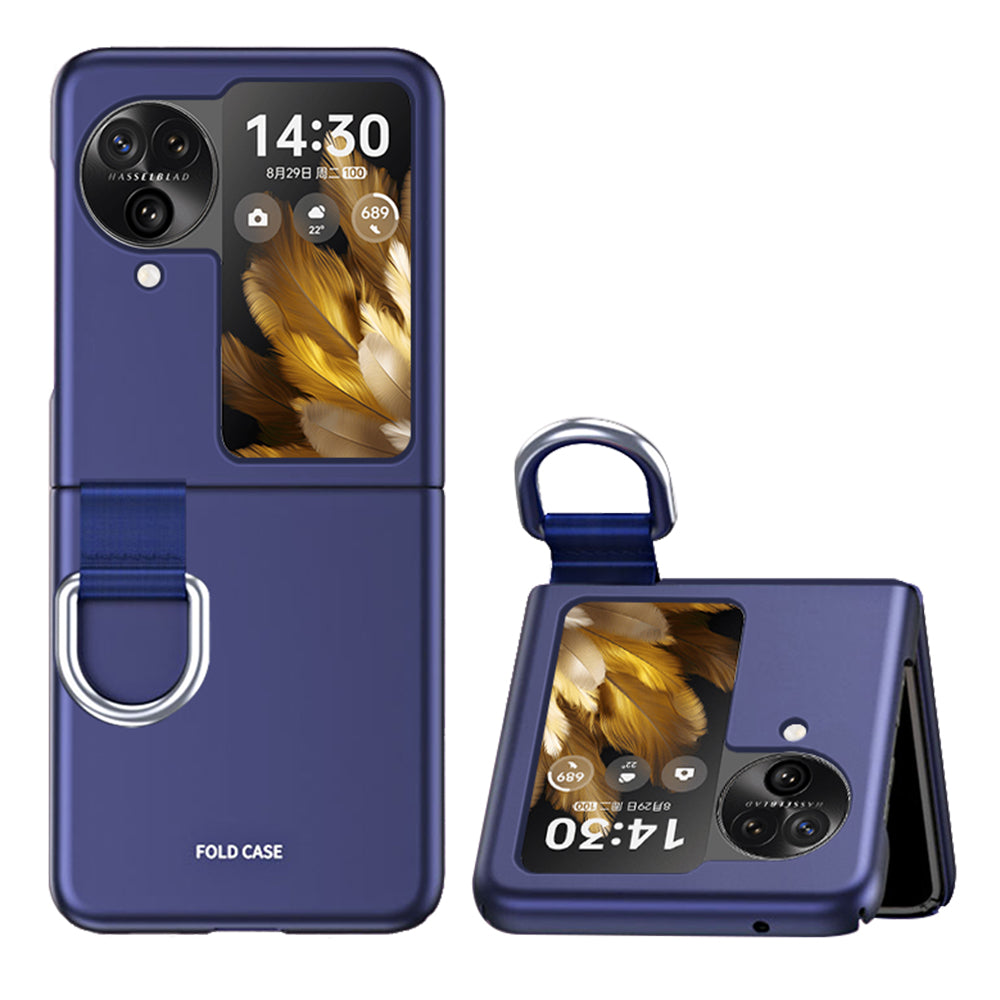 Anti-Drop Hard PC Phone Case for Oppo Find N3 Flip 5G Ring Finger Holder Shockproof Cover