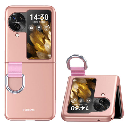 Anti-Drop Hard PC Phone Case for Oppo Find N3 Flip 5G Ring Finger Holder Shockproof Cover