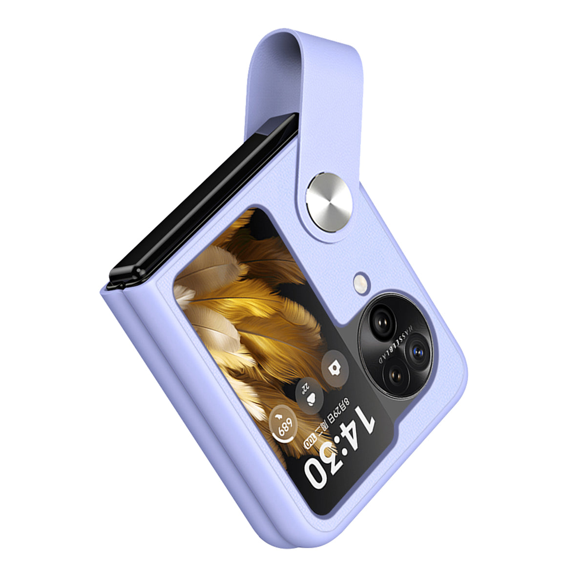 Shockproof PU+PC Slim Case for Oppo Find N3 Flip 5G Finger Strap Kickstand Phone Cover