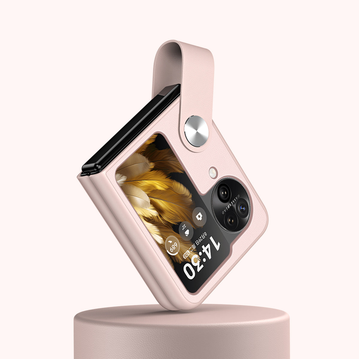 Shockproof PU+PC Slim Case for Oppo Find N3 Flip 5G Finger Strap Kickstand Phone Cover