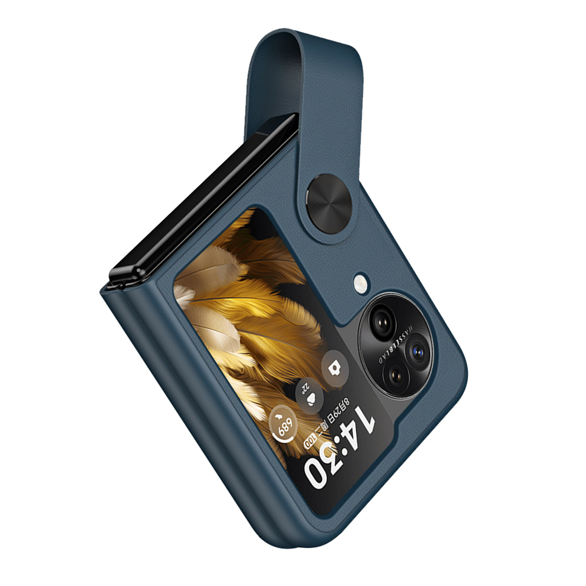 Shockproof PU+PC Slim Case for Oppo Find N3 Flip 5G Finger Strap Kickstand Phone Cover