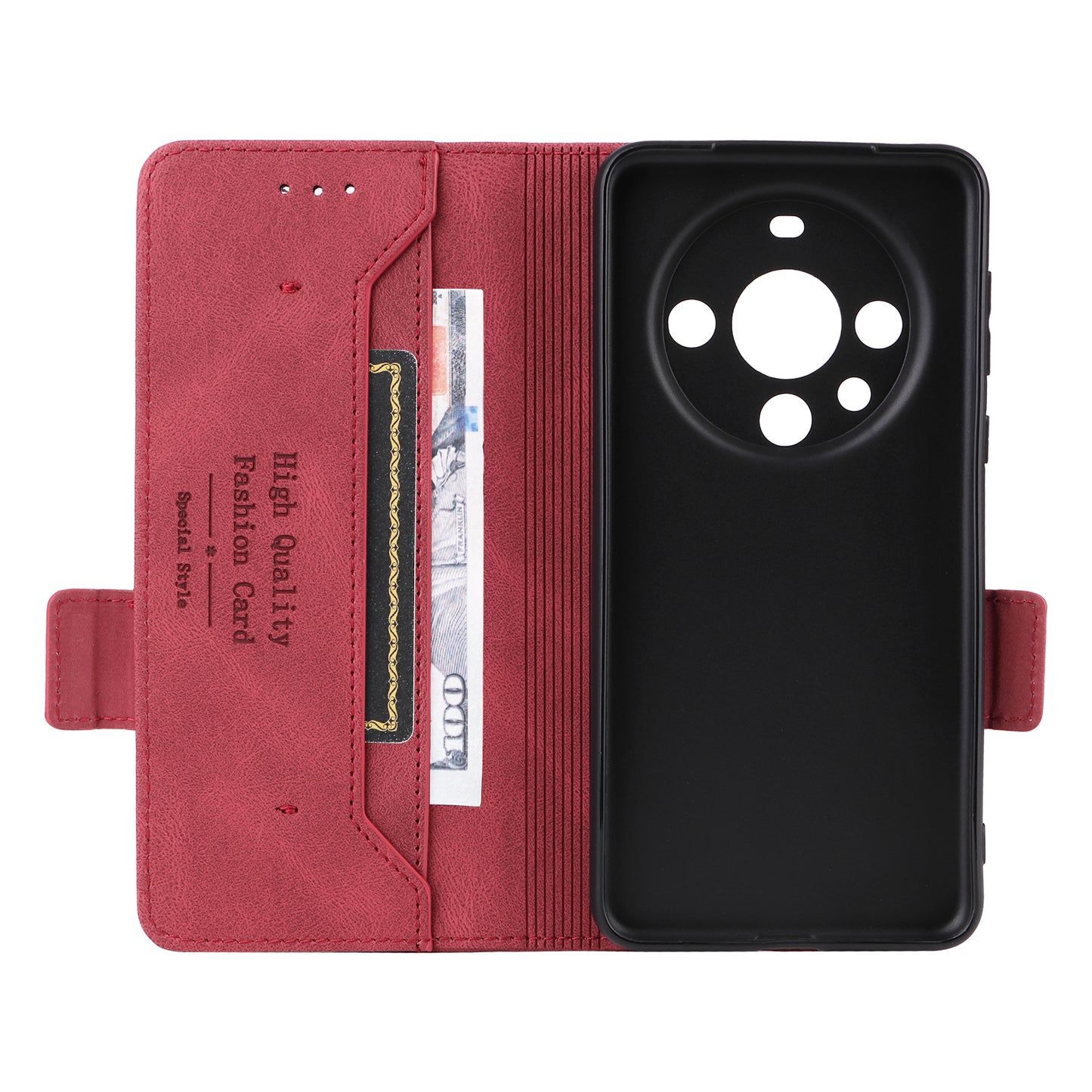 For Huawei Mate 60 Pro Hardware Decor Stand Phone Case PU Leather Wallet Cover