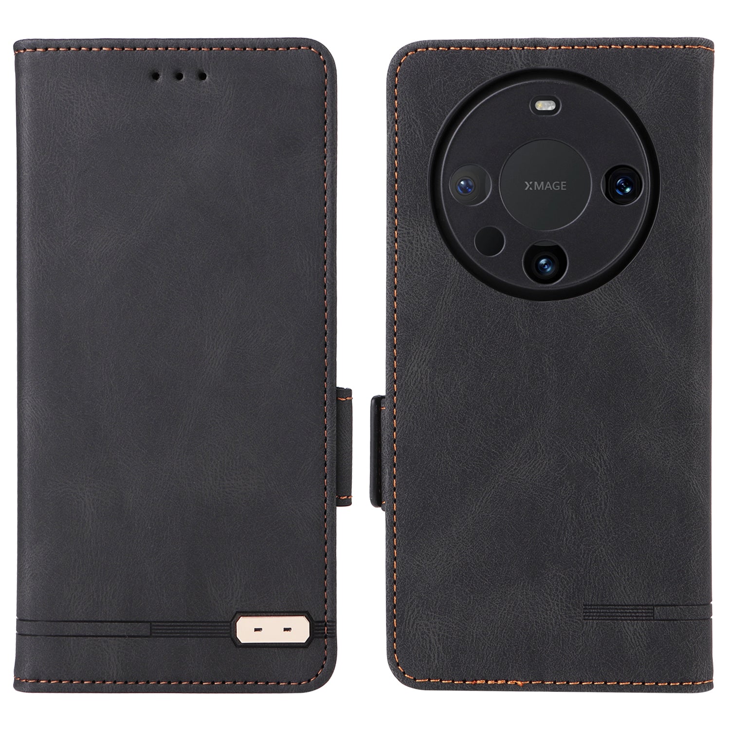 For Huawei Mate 60 Pro Hardware Decor Stand Phone Case PU Leather Wallet Cover