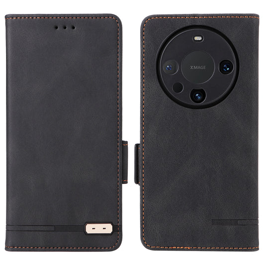 For Huawei Mate 60 Pro Hardware Decor Stand Phone Case PU Leather Wallet Cover