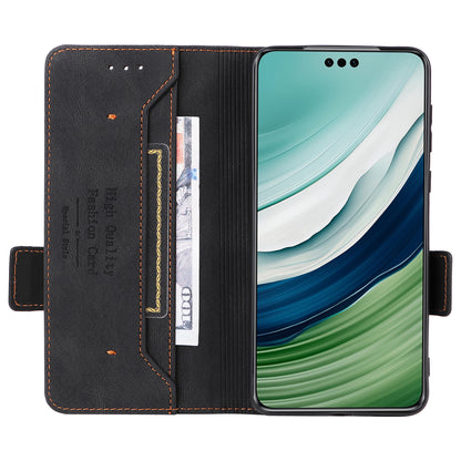 For Huawei Mate 60 Pro Hardware Decor Stand Phone Case PU Leather Wallet Cover