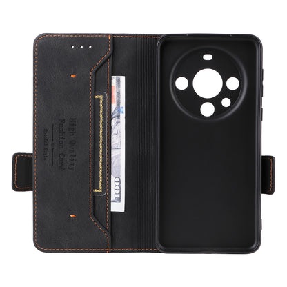 For Huawei Mate 60 Pro Hardware Decor Stand Phone Case PU Leather Wallet Cover