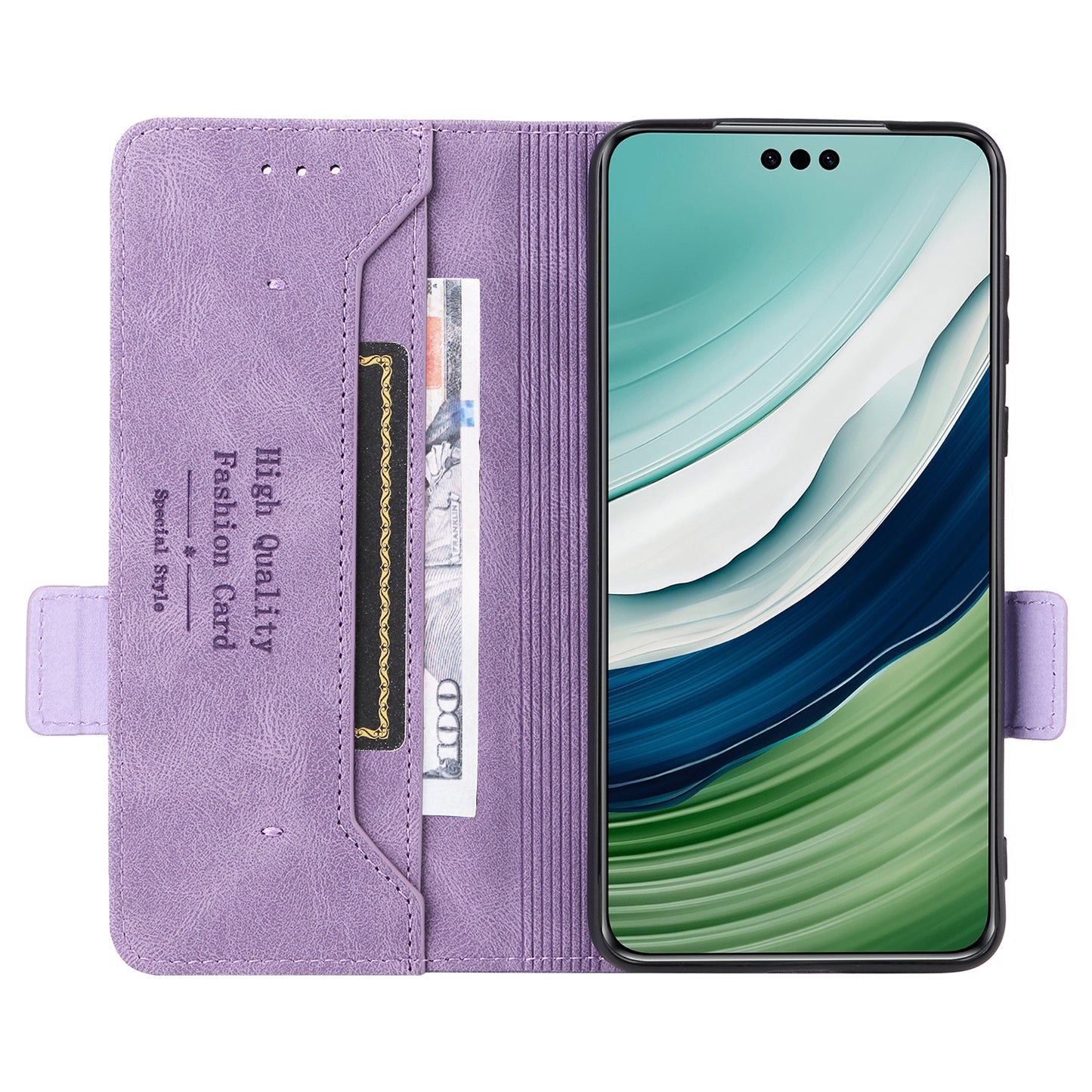 For Huawei Mate 60 Pro Hardware Decor Stand Phone Case PU Leather Wallet Cover