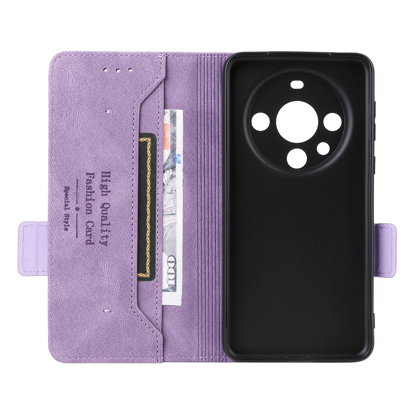 For Huawei Mate 60 Pro Hardware Decor Stand Phone Case PU Leather Wallet Cover