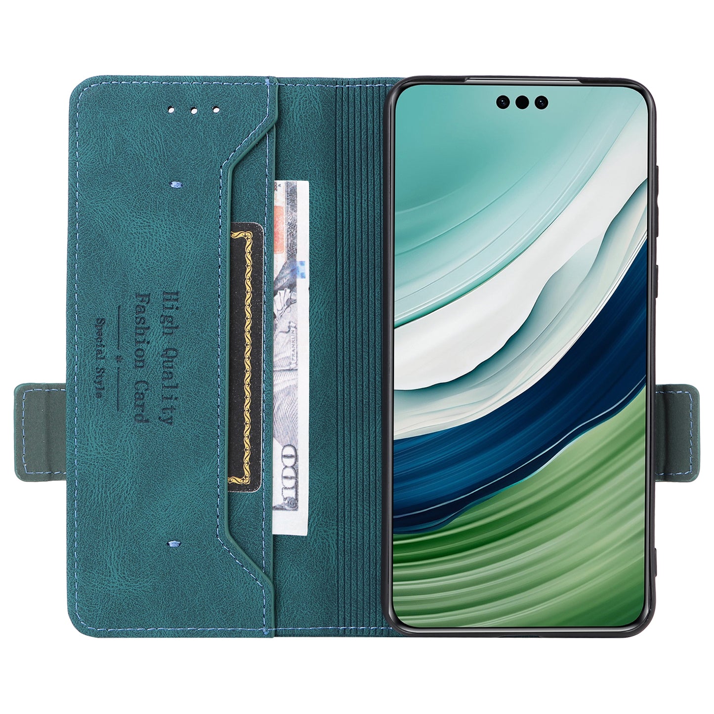 For Huawei Mate 60 Pro Hardware Decor Stand Phone Case PU Leather Wallet Cover