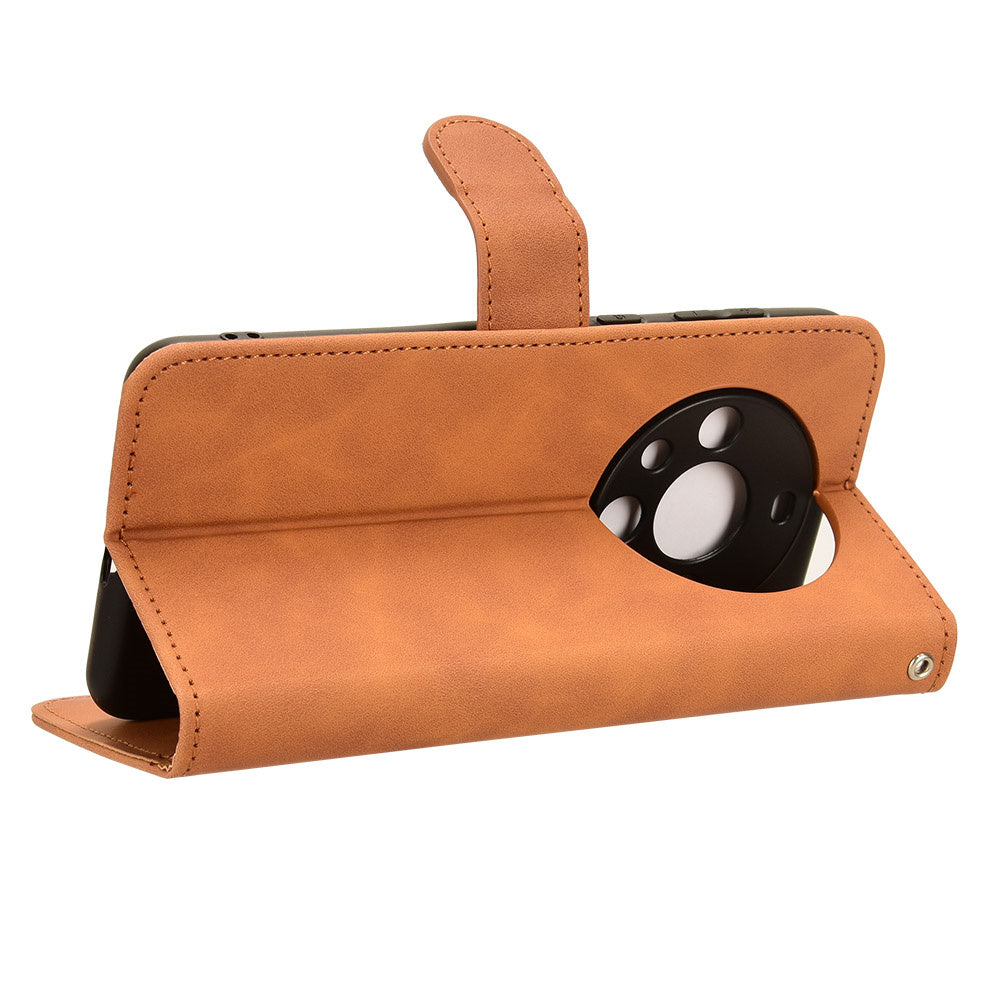 For Huawei Mate 60 PU Leather Wallet Stand Case Skin-touch Drop Protection Phone Cover