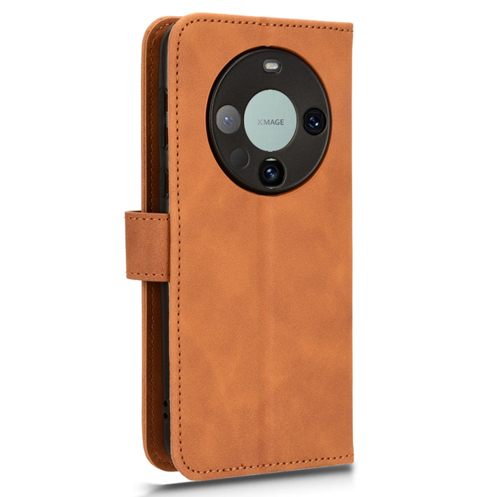 For Huawei Mate 60 PU Leather Wallet Stand Case Skin-touch Drop Protection Phone Cover