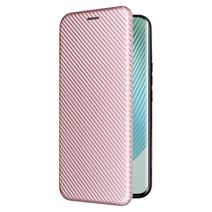 For Honor Magic5 Pro Carbon Fiber Texture Phone Case Leather Stand Cover with Card Slot