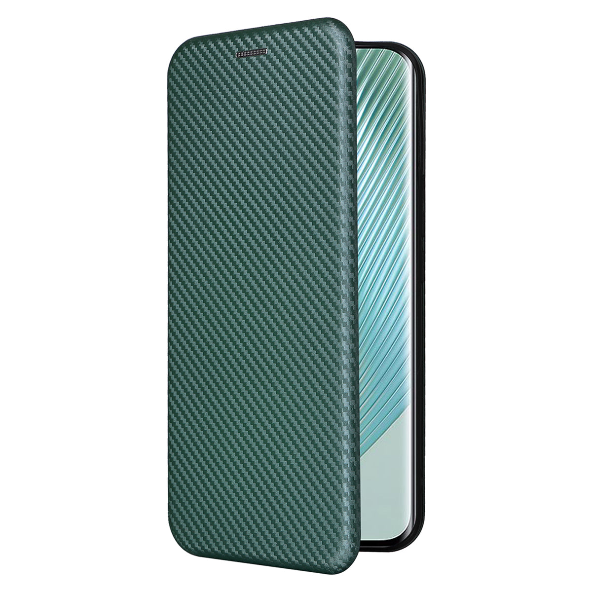 For Honor Magic5 Pro Carbon Fiber Texture Phone Case Leather Stand Cover with Card Slot