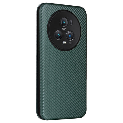 For Honor Magic5 Pro Carbon Fiber Texture Phone Case Leather Stand Cover with Card Slot