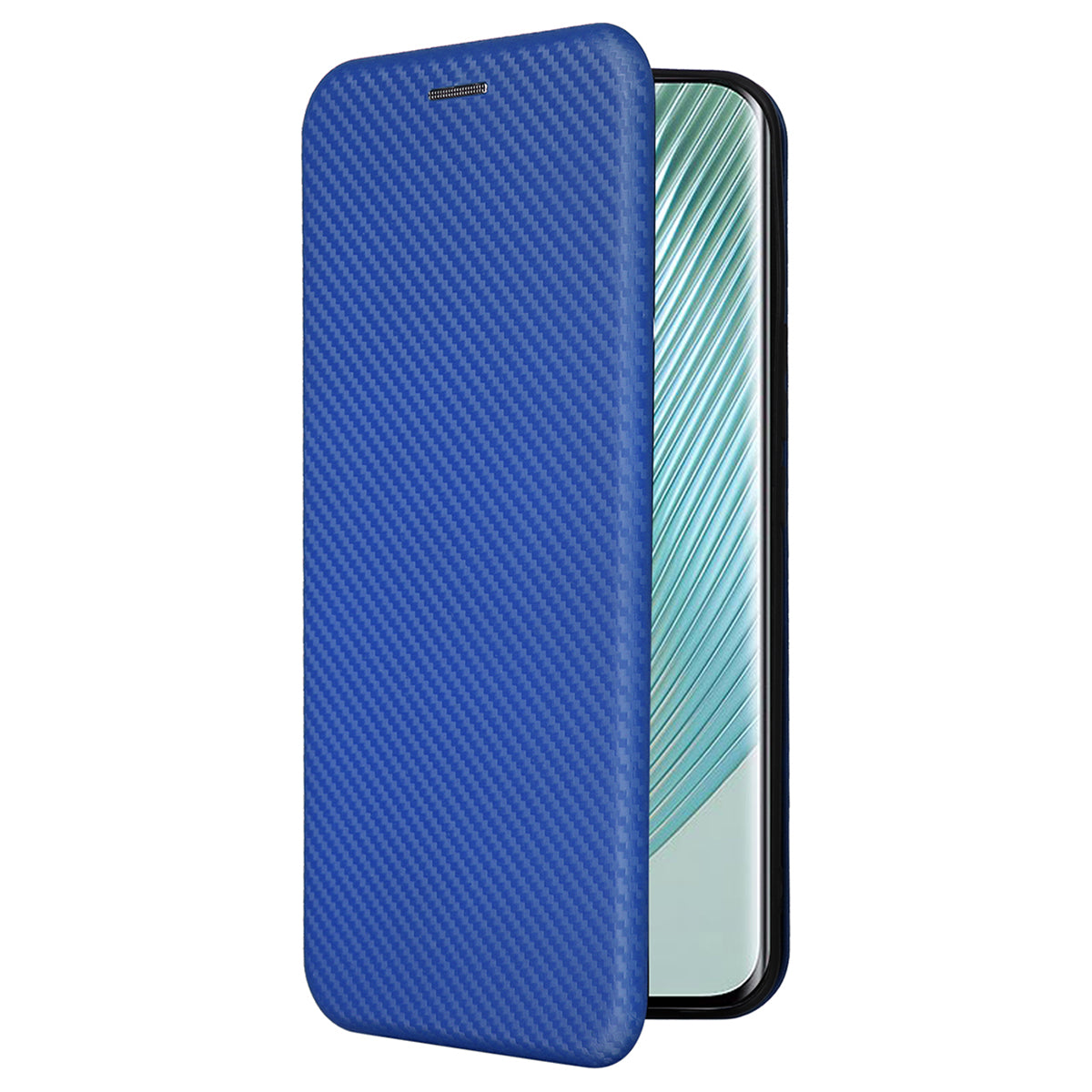 For Honor Magic5 Pro Carbon Fiber Texture Phone Case Leather Stand Cover with Card Slot