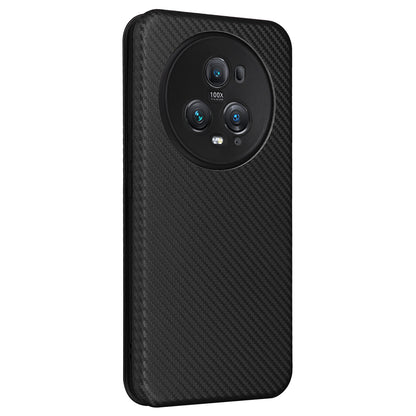 For Honor Magic5 Pro Carbon Fiber Texture Phone Case Leather Stand Cover with Card Slot