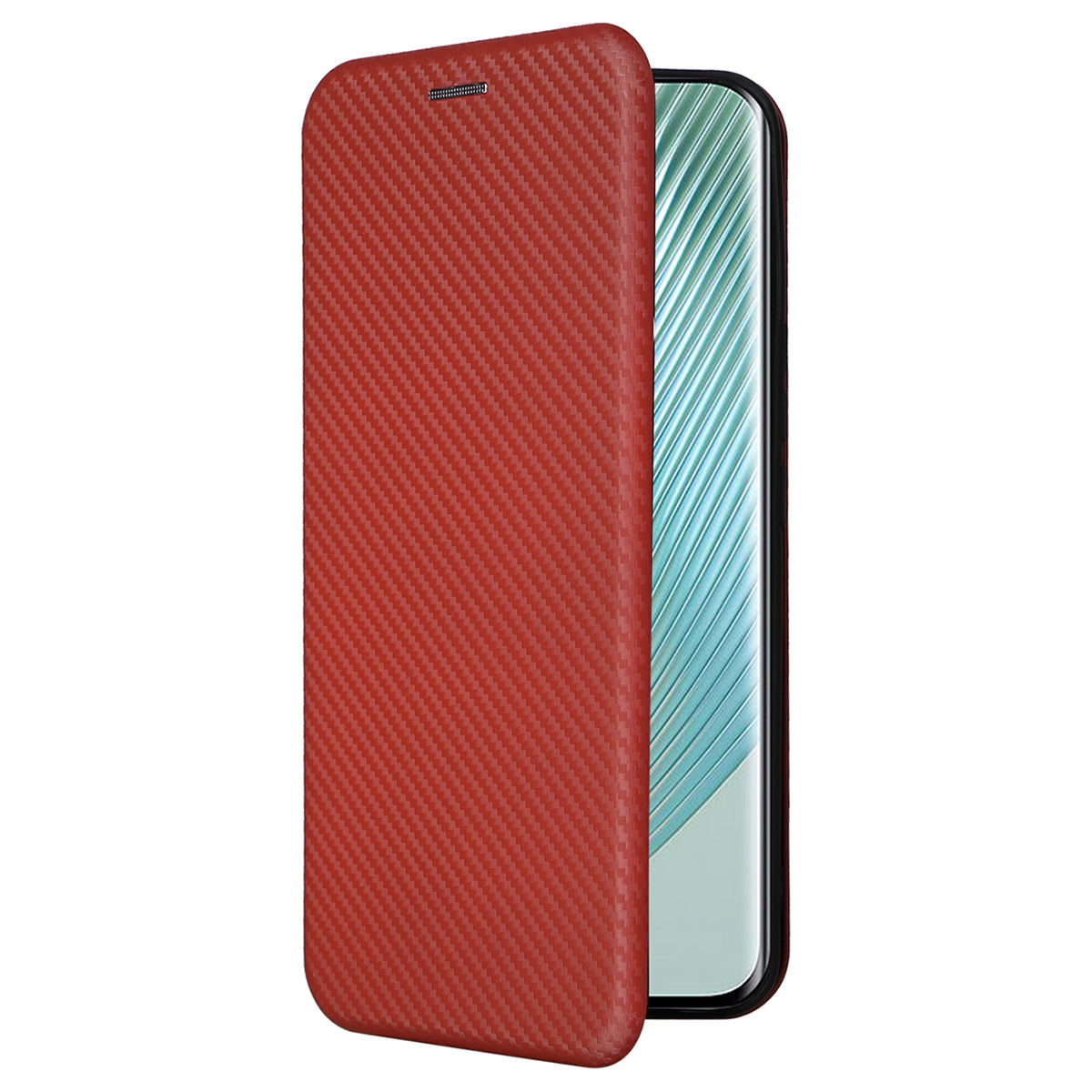 For Honor Magic5 Pro Carbon Fiber Texture Phone Case Leather Stand Cover with Card Slot