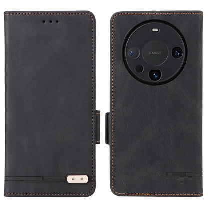 For Huawei Mate 60 PU Leather Protective Cover Hardware Decor Wallet Stand Phone Case