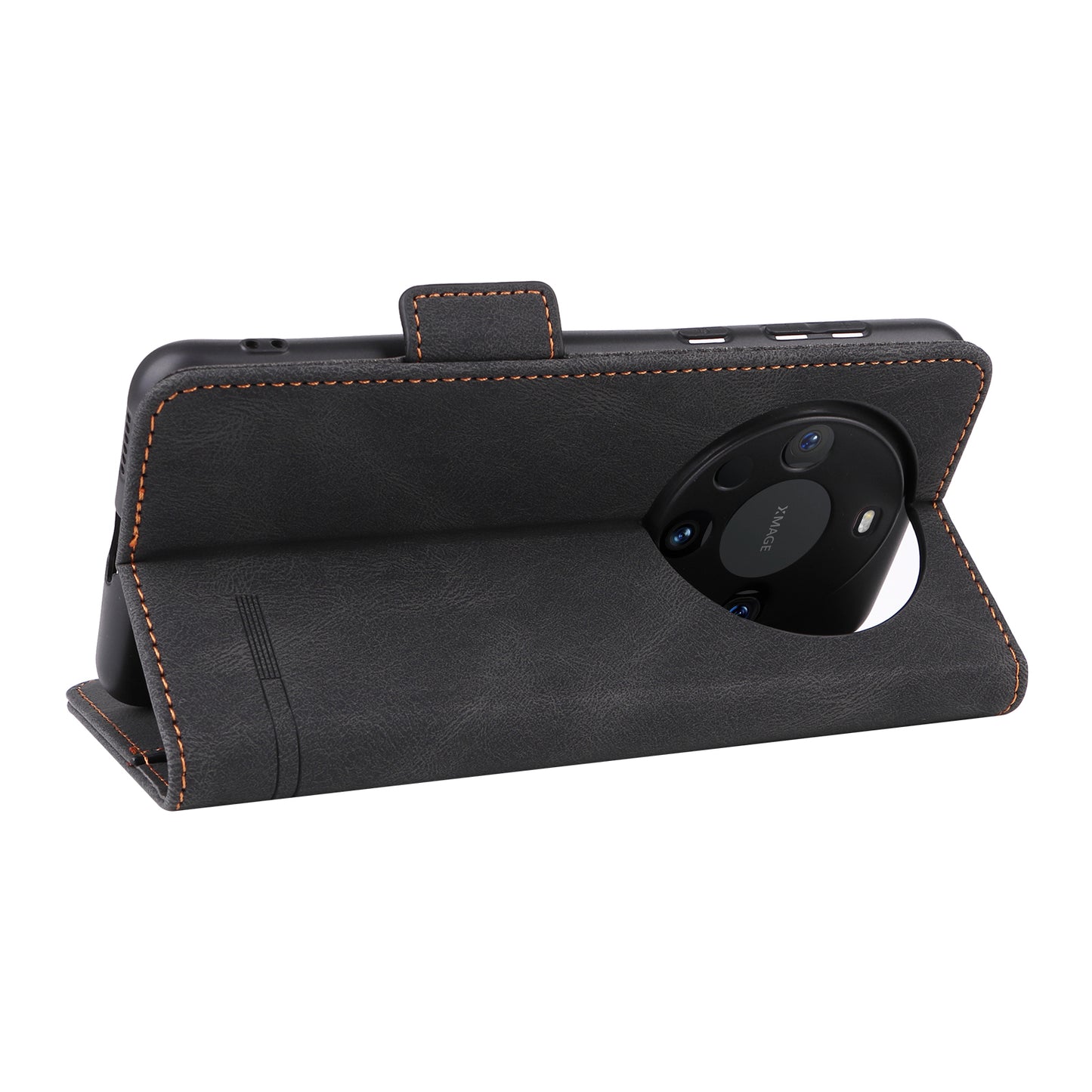 For Huawei Mate 60 PU Leather Protective Cover Hardware Decor Wallet Stand Phone Case