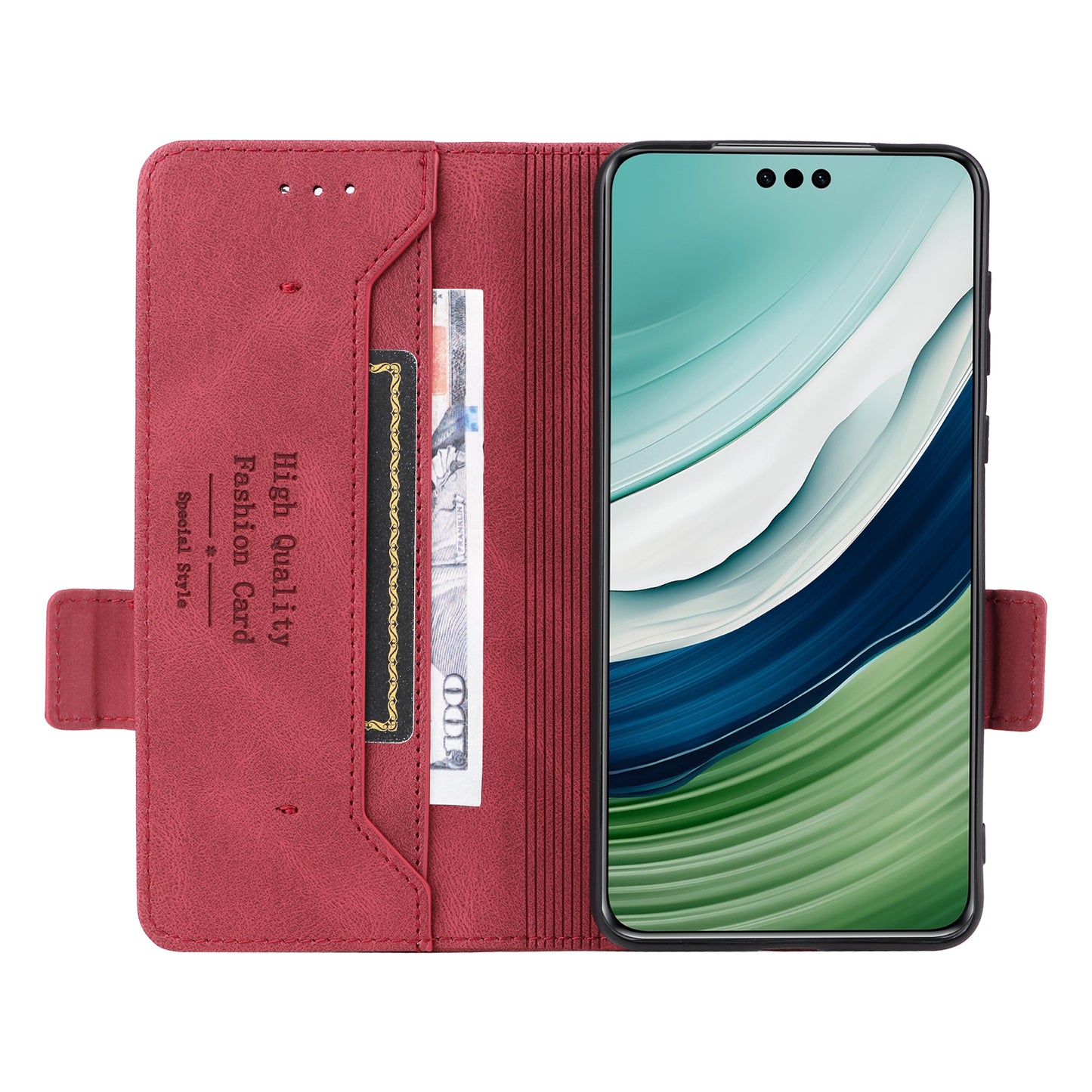 For Huawei Mate 60 PU Leather Protective Cover Hardware Decor Wallet Stand Phone Case