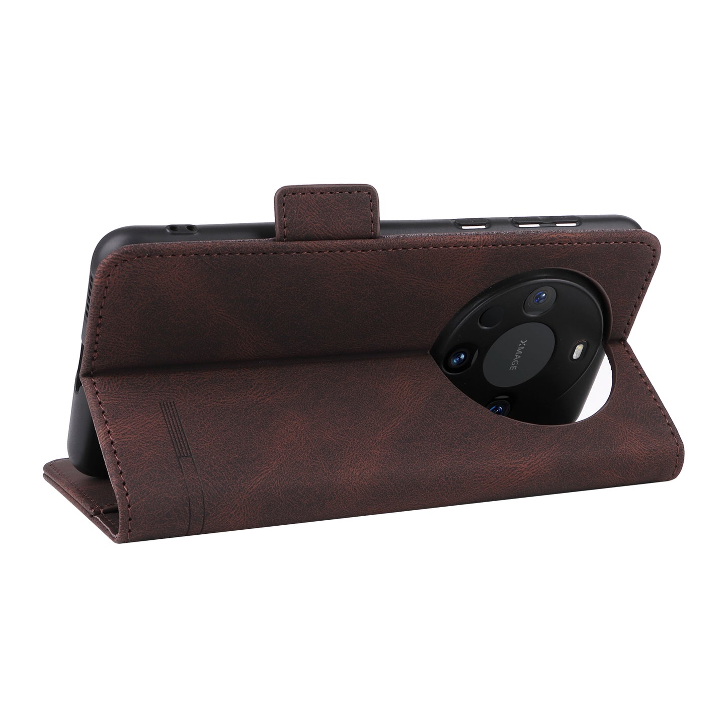 For Huawei Mate 60 PU Leather Protective Cover Hardware Decor Wallet Stand Phone Case